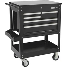 Ironton 30in. 5-Drawer Mechanic's Tool Cart, 33-7/8in.L x 17-5/8in.W x