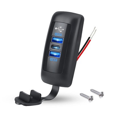 12V-24V Dual USB QC3.0 & PD Car Boat RV Fast Charger Socket Power Outlet Panel