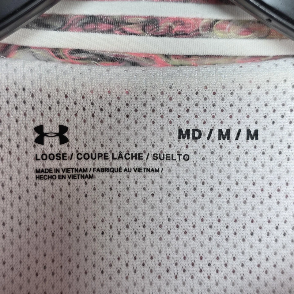 Under Armour куртка женщин средний белый розовый в полоску полный молнии сетки с подкладкой 1366001 - Изображение 3 из 4