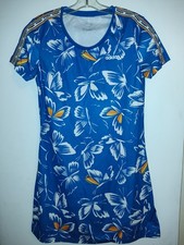 Adidas X Farm Rio Blue Butterfly Print Jersey Athletic Dress Women's Size Small