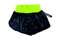 Body Wrappers Adult Nylon Dance Shorts Style BW745, Black/ Green, Medium