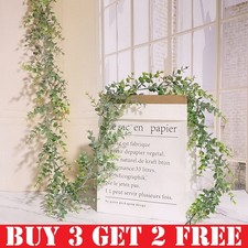 Image of 6FT Artificial Fake Eucalyptus Willow Garland Leaf Vine Leaves Wedding Decor UK.