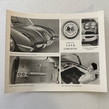Vintage 1958 Chevrolet Corvette Car Factory Press Photo Photograph Chevy Vintage 1958 Chevrolet Corvette Car Factory Press Photo Photograph Chevy
