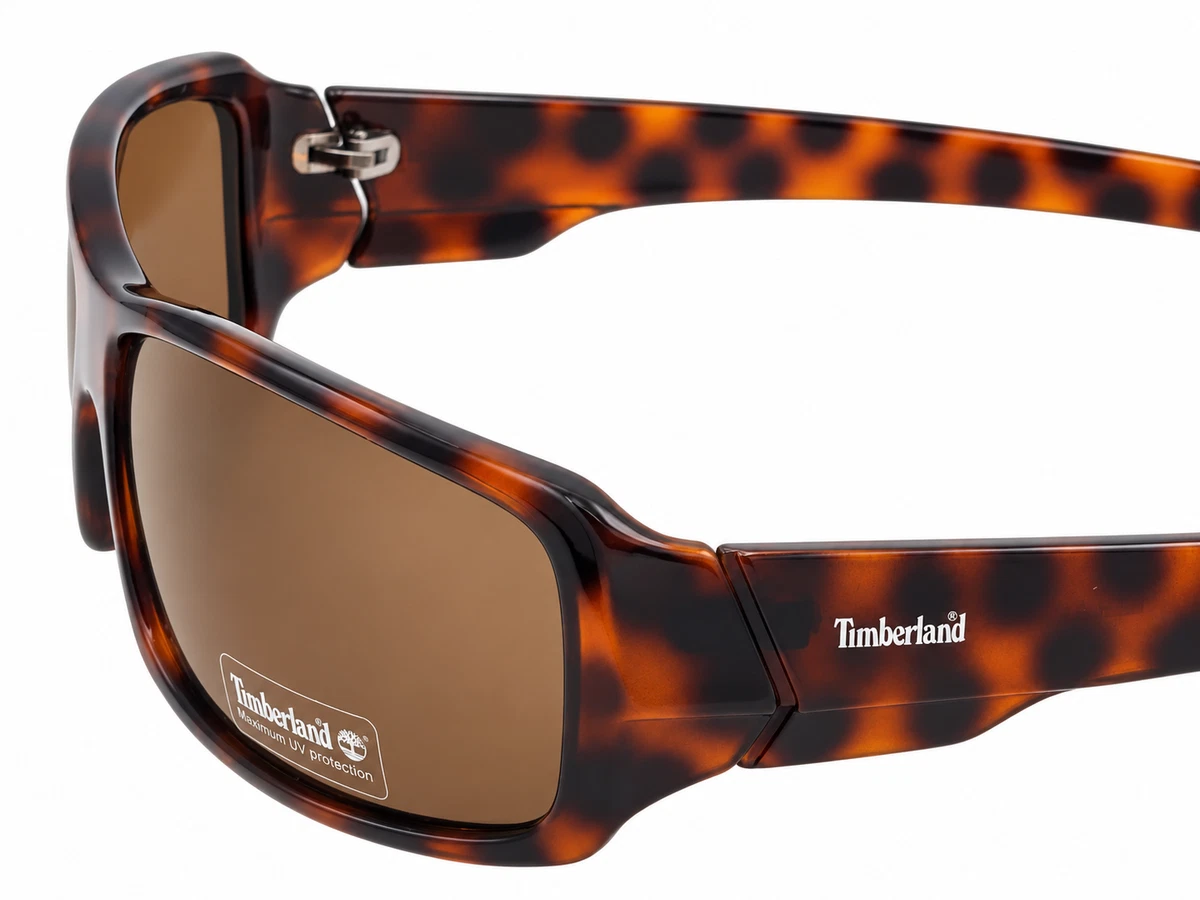 Timberland Tortoise Mens Plastic Rectangle Sunglass, Brown Lens TB7092 52E