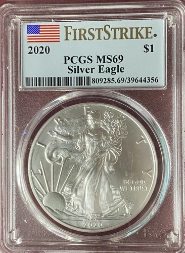 2020 SILVER EAGLE FIRST STRIKE PCGS MS69