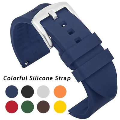 #ad 18mm 20mm 22mm Soft Silicone Watch Band Divers Replacement Strap Quick Release $6.59