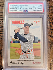 2019 TOPPS HERITAGE REAL ONE AARON JUDGE RED AUTO SP /70 PSA GEM MINT 10/AUTO 10