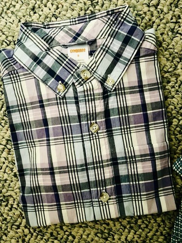 Gymboree Boys Size M 8 Blue Plaid Button Down Shirt NEW