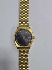 Nixon Minimal The Time Teller Gold SS Bracelet Blue Dial Quartz 100m Analog