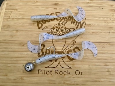 Boogey Man Bait Co. 8'' Grub 4 Oz. Hinge Head Jig.  3 Pack Lingcod Rockfish Glow