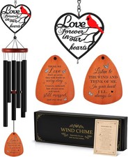 Cardinal Wind Chimes for Loss of Loved One, 28" Memorial Wind Chimes for Outside