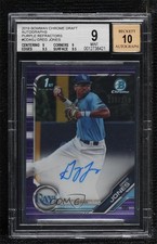 2019 Bowman Draft Chrome Pick Purple Refractor Greg Jones BGS 9 MINT Auto ya6