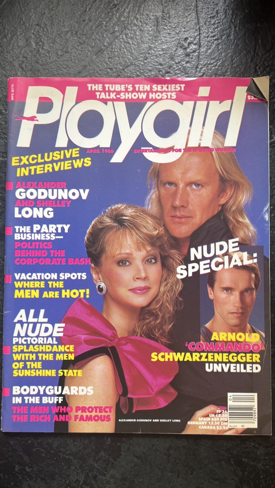 PLAYGIRL April 1986 ARNOLD SWARZENEGGER nude Shelley Long ALEXANDER GODUNOV