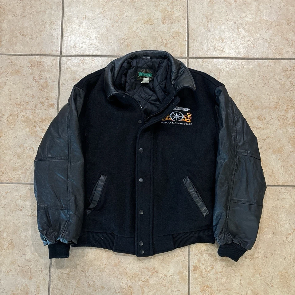 Abrigo Chaqueta Bombardero De Lana Yamaha Star Motocicletas Años 90 De Colección Para Mujer Talla Grande Foto 3 de 4