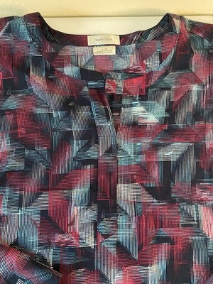 Van Heusen Women s Work Causal Long Sleeve Shirt Sz XL All Over Pattern (G8)