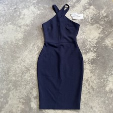 Likely Dress Women 0 Navy Blue Carolyn Halter Cross Neck Pencil Bodycon Sexy