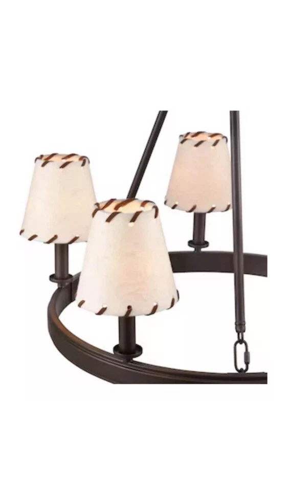 Lámpara de araña Allen + Roth Sevierville 3 luces bronce rústica clasificación seca Foto 2 de 3