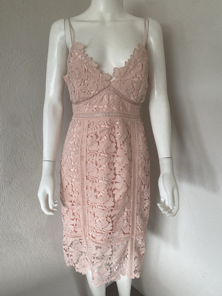 Bardot Australia Blush Pink Floral Lace Sheath Dress US 8 Cutout Back  Straps | eBay