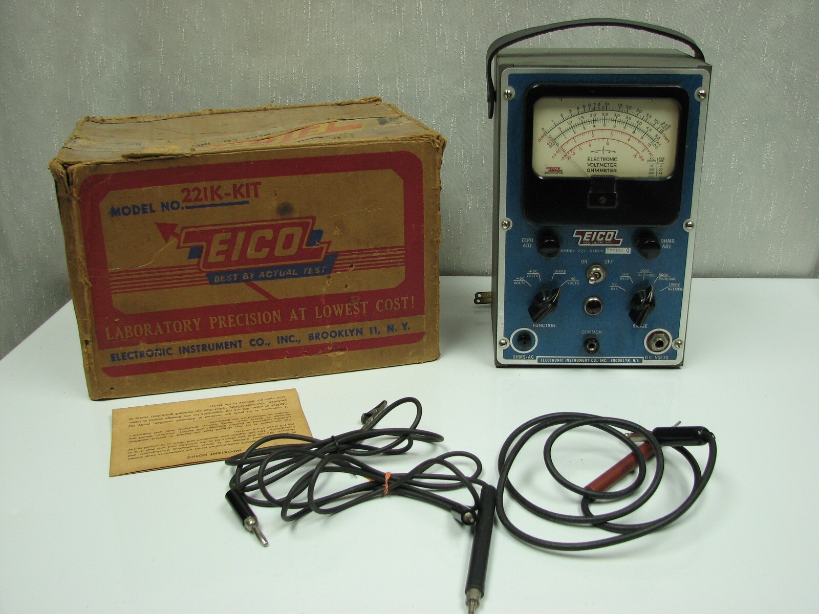 EICO Voltmeter Model 221 Electronic Ohmmeter Vintage Powers On eBay