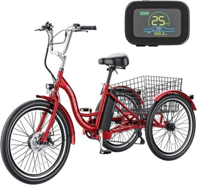 MOONCOOL Electric Tricycle 24inch Adult Electric Tricycle With 36V 10Ah Battery &Charger