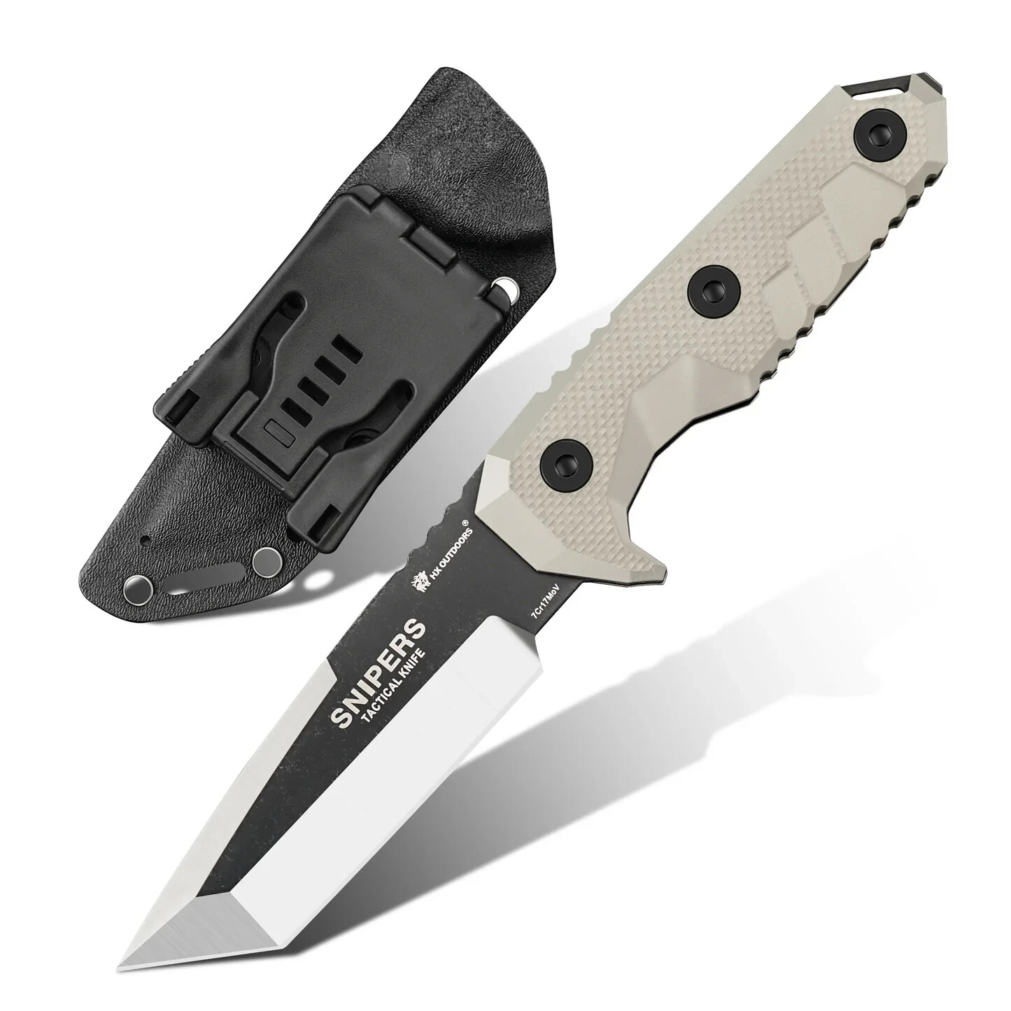 SNIPERS D-183 Fixed Blade Knife 7CR17Mov with Brown G10 Handle and Kydex Sheath