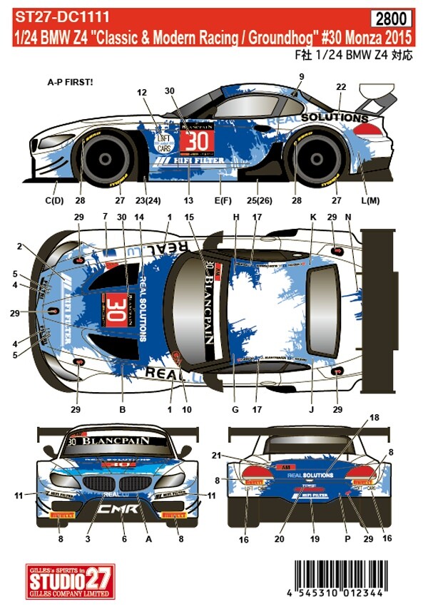 STUDIO 27 Decals ] 1/24 BMW Z4 