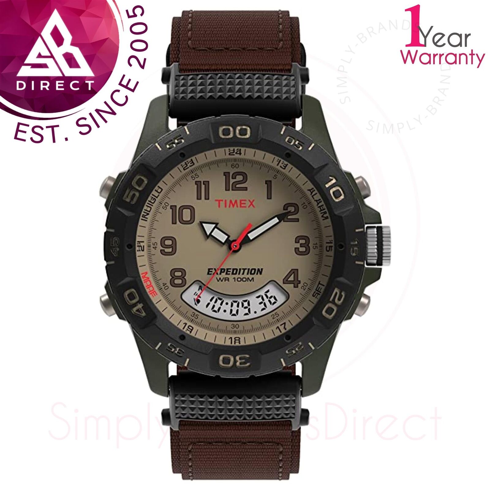 Timex Expedition Men's Quartz Rugged Watch│With Brown Nylon Strap│WR 100 M│39mm