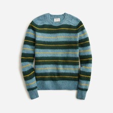 J. CREW Men's Brushed Wool Sweater Striped Heather Coast Pine Needle - NWT