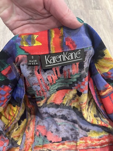 90’s Karen Kane Brightly Colored Abstract Blazer 100% Rayon Size S - Bild 6 von 11