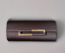 Nwt $225 Rodo Italy Purse Clutch Brown Satin Crystals Shoulder Strap Saks 5thave