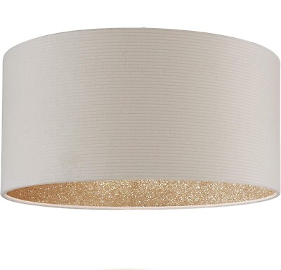 18'' üppige cremefarbene äußere & glitzernde goldene innere Trommelform schillernder Deckenleuchte Schatten