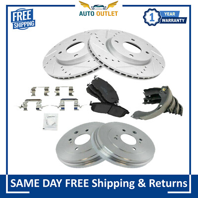New Front & Rear Ceramic Disc Brake Pads Rotors & Drum Kit For 2007-2014 Nissan