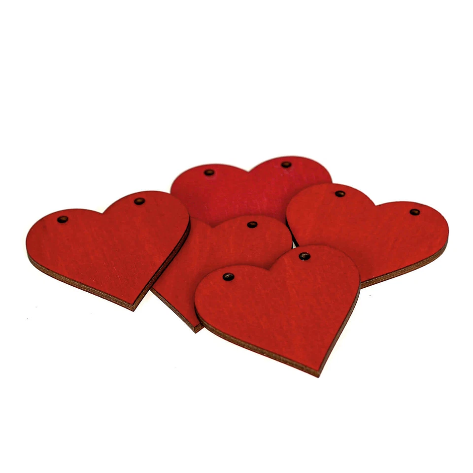 Rotes Holzherz - beidseitig lackiert mit 2 Löchern oben - 3-50cm Deko Basteln - Bild 1 von 1