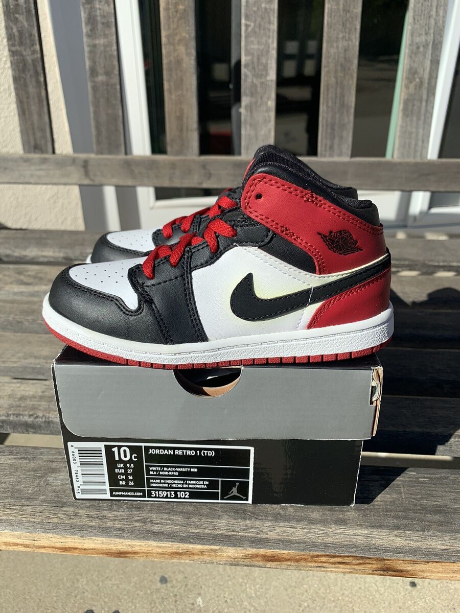 2007 Nike Air Jordan I 1 Sz 10c Baby Black Toe Old Love 2007 Nike Air Jordan I 1 Sz 10c Baby Black Toe Old Love