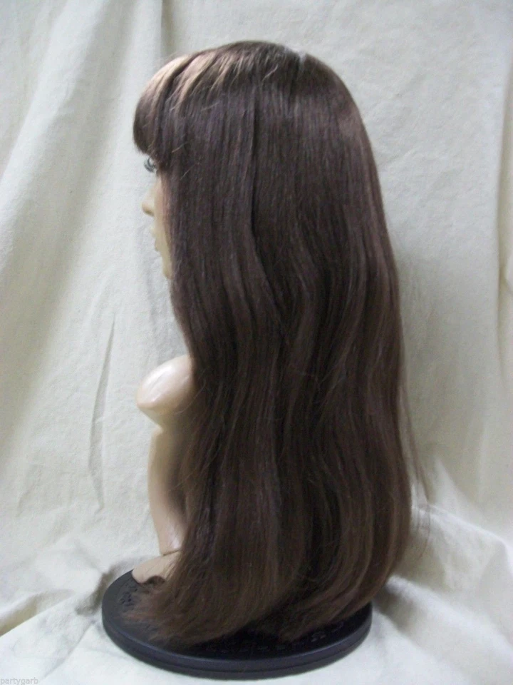 Brown Beauty Wig with bangs GoGo Dancer Mod Cheerleader Schoolgirl Preppie Daria - Image 3 of 4