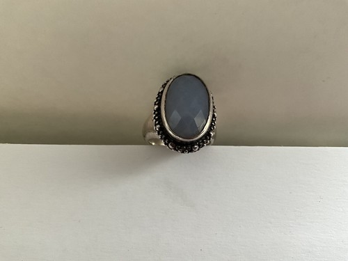 STEPHEN DWECK STERLING SILVER BLUE FACETED CHALCEDONY RING STAMPED/SIGNED Sz 8.5 - Picture 6 of 9