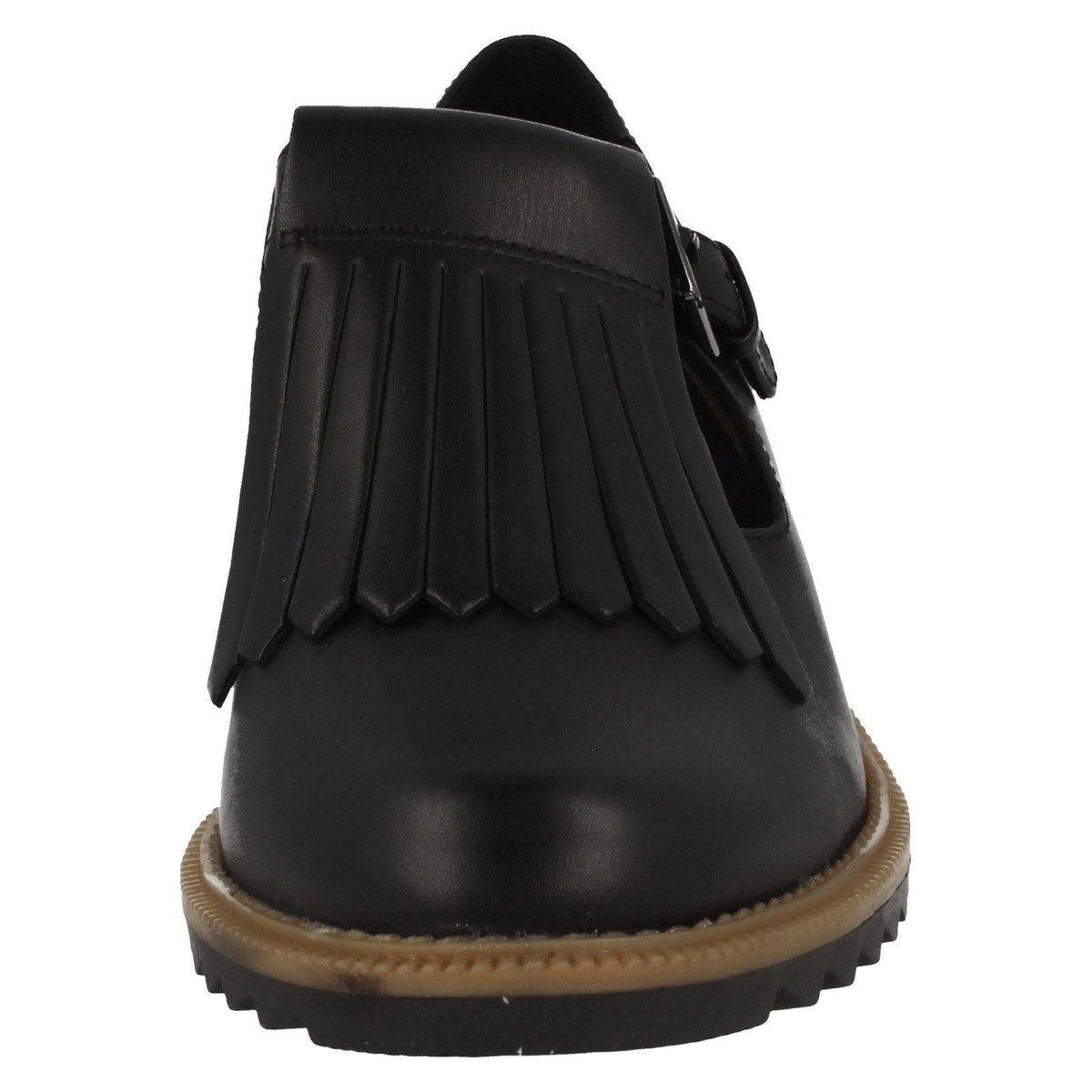 LADIES CLARKS BUCKLE SMART CASUAL LEATHER PATENT FLAT FRINGE
