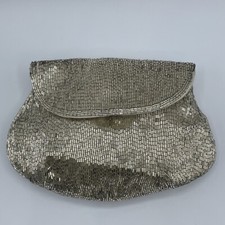 Rare Vintage K G Charlet Bag Made In Japan Silver Beaded button Closer Purse Bag