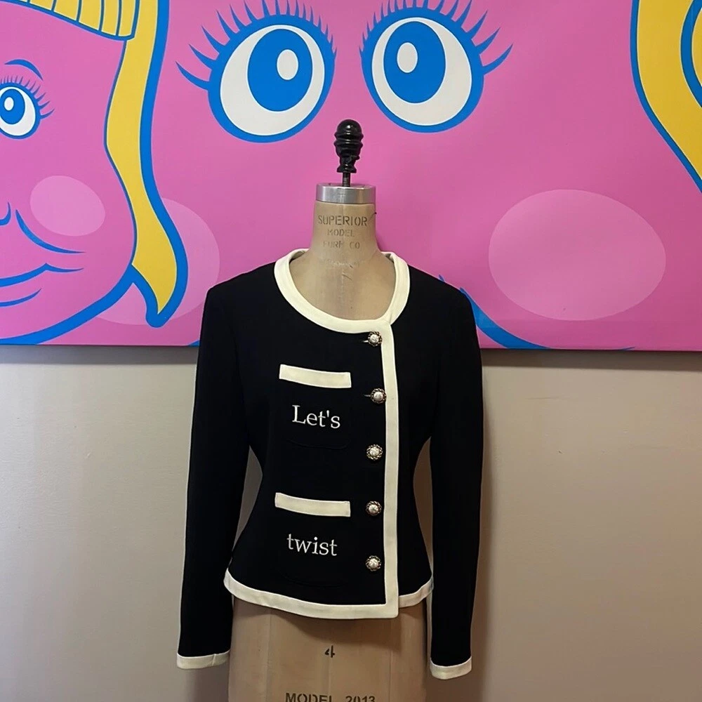 Giacca Moschino Economica e Chic Nero Bianco Let's Twist Again