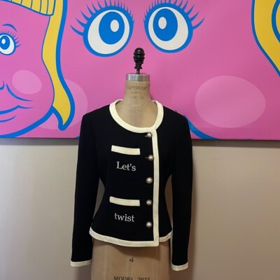 Moschino Cheap and Chic Black White Let's Twist Again Jacket