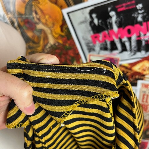 Vintage Women's 80s-90s Yellow Black Striped Long Sleeve Midi Shift Dress Size 6 - Picture 16 of 16