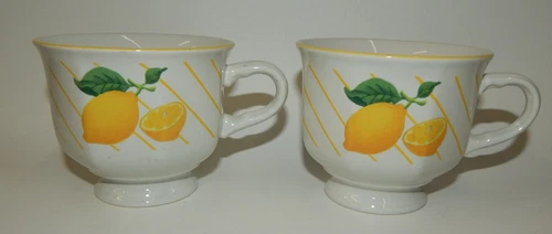 Set of 2 Mikasa Japan Fresh Fruit Lemons Coffee Tea Cups