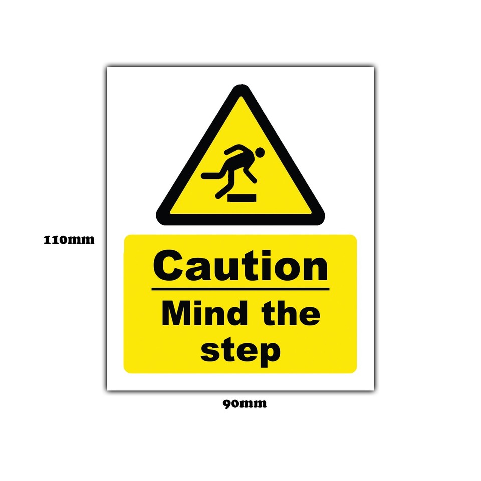 2Pack Caution Mind The Step Vinyl Sticker Waterproof, UVResistant