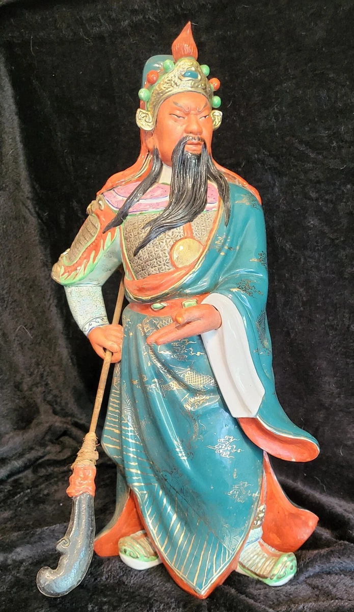 Vintage Guan Gong Handpainted Ceramic Statue Figurine 19" | eBay