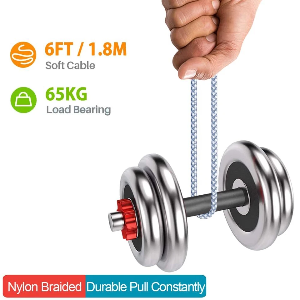 Paquete de 5 cables cargadores trenzados USB C a tipo C carga rápida sincronización de datos 3/6/10 pies Foto 2 de 4