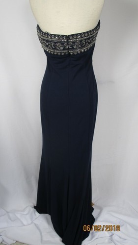 Niki by Niki Livas Strapless Navy Long Party dress 12 Beaded Top Party Pageant - Picture 3 of 4