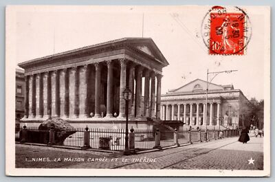 Nimes La Maison Carree Et Le Theatre Theater France Old Postcard POSTED VTGRPPC