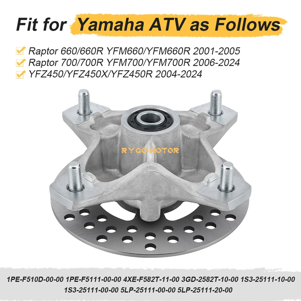 Buje de rueda delantera y rotor de disco de freno para Yamaha Raptor 660R Raptor 700 700R YFZ450 Foto 2 de 4