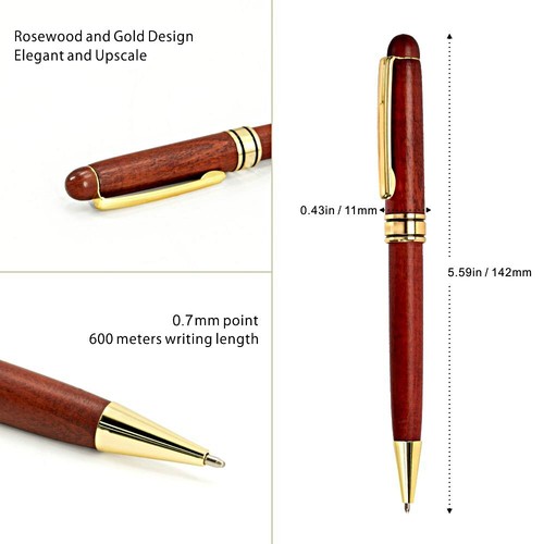 3 Pcs Wooden Pens Set with Gift Case/Best Writing Fountain Fancy Ballpoint Pen - Picture 4 of 7