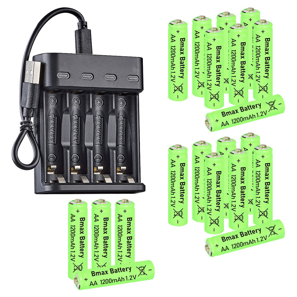 1.2V 1200mAh AA Rechargeable Batteries with LED Light and Charger Set-image